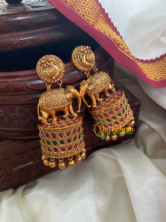 Premium AD Stone Elephant Jhumkas-G5115