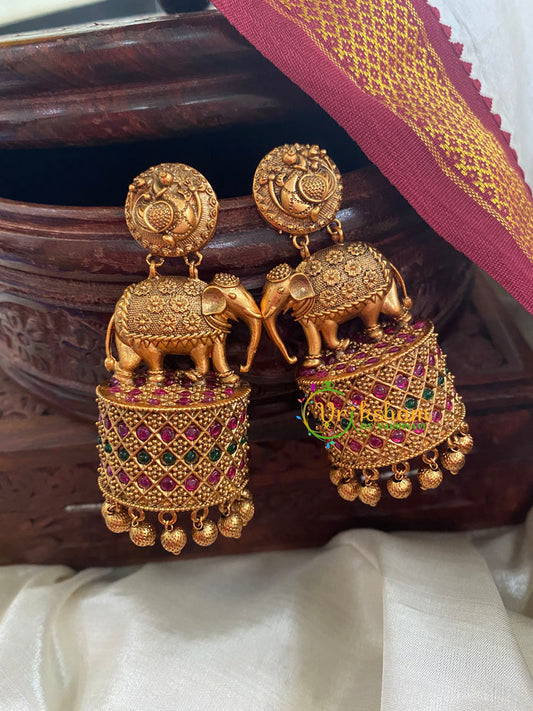 Premium AD Stone Elephant Jhumkas-G5115