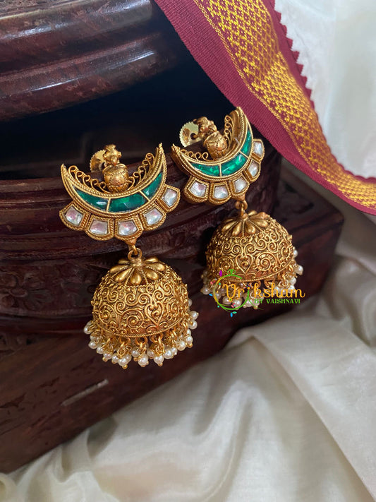 Green Chandbali Jhumkas -G5105