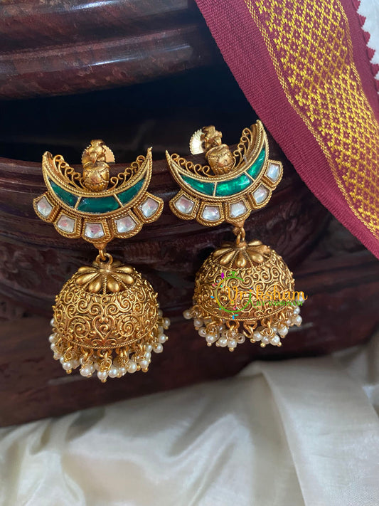 Green Chandbali Jhumkas -G5105