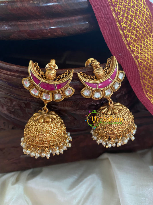 Red white  Chandbali Jhumkas -G5103