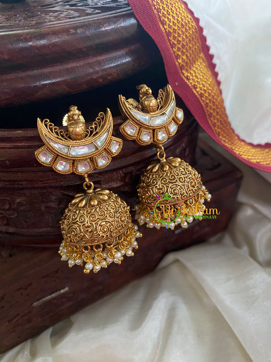 White Chandbali Jhumkas -G5104