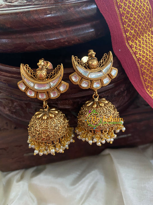 White Chandbali Jhumkas -G5104