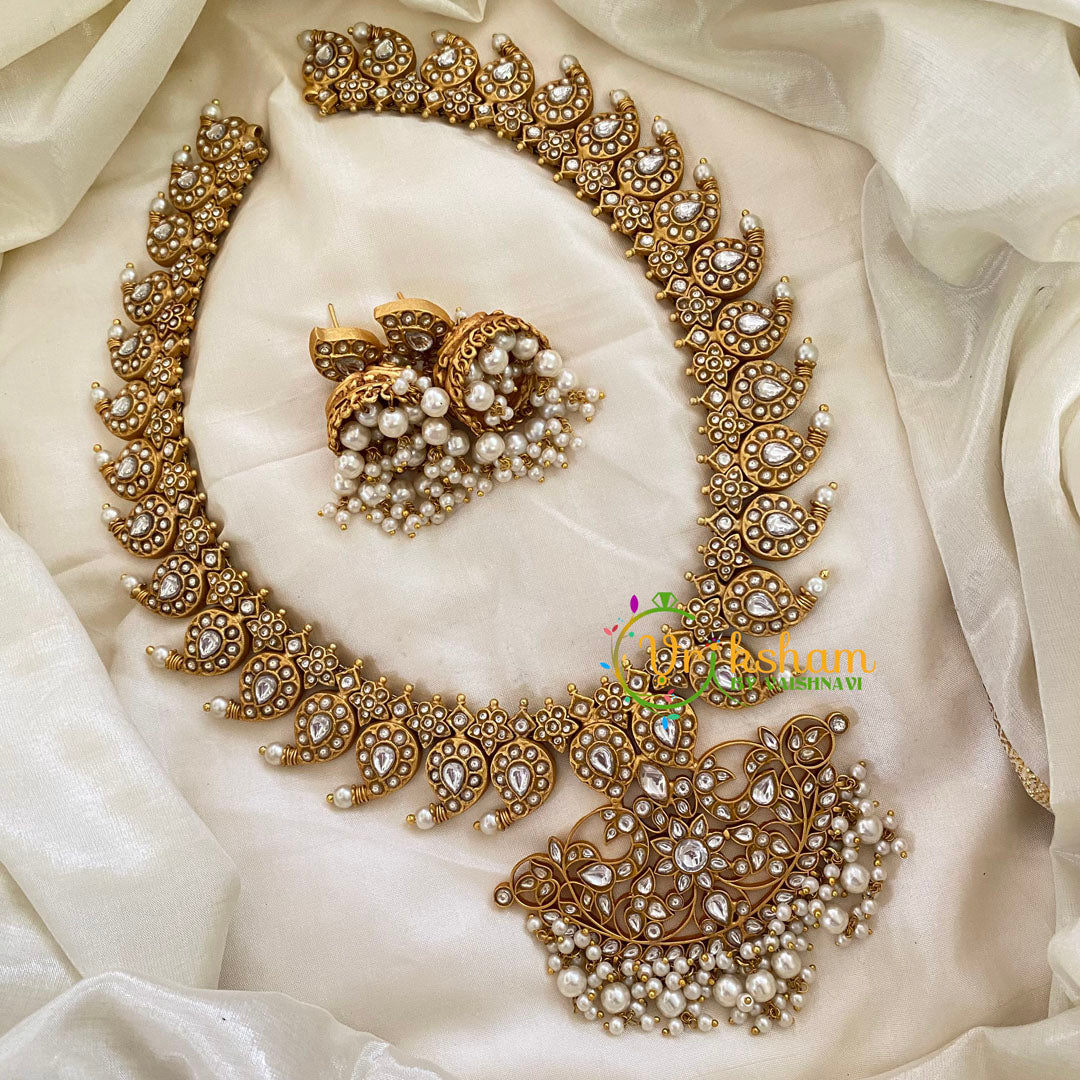 Precious Jadau Kundan Maanga Neckpiece -White -J807