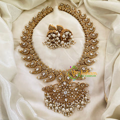 Precious Jadau Kundan Maanga Neckpiece -White -J807