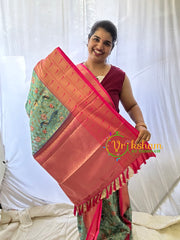 Green Kalamkari Saree -Semi Soft Silk Saree -VS875