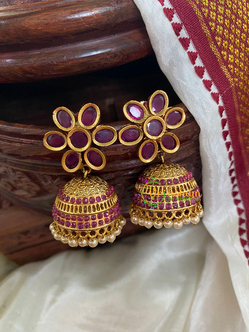 Premium Floral AD Stone Jhumkas-G5127