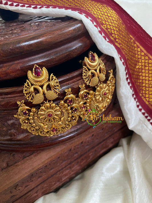 Premium Gold Look Alike Chandbali-Peacock-Red-G5097