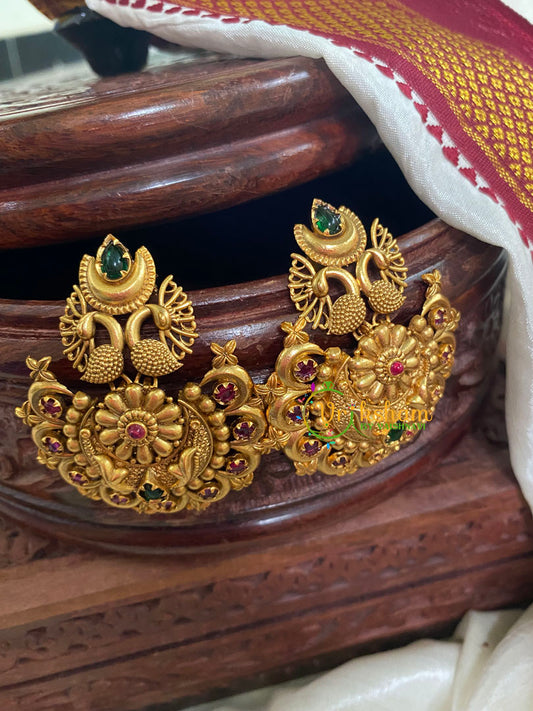 Premium Gold Look Alike Chandbali-Peacock-Red Green-G5098