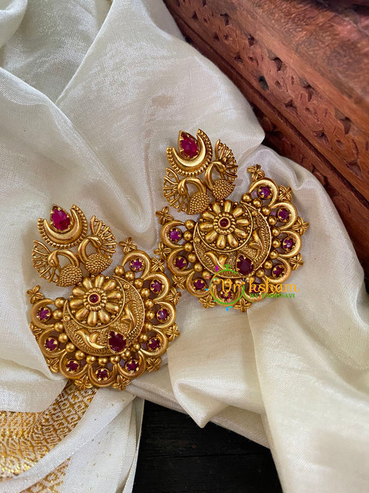 Premium Gold Look Alike Chandbali-Peacock-Red-G5097