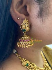 Gold Look Alike Lakshmi Pendant Neckpiece-Ghungroo-G7246