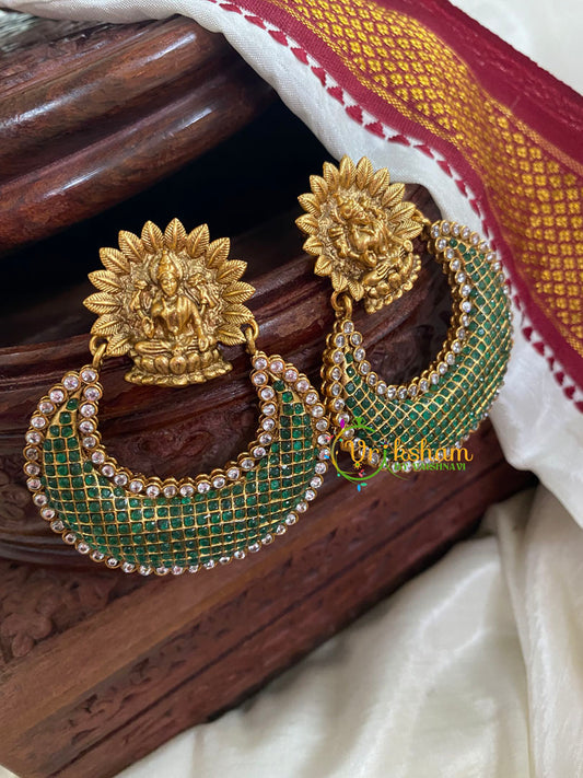 Lakshmi Stud Peacock Chandbali Dangler-Green-G5076