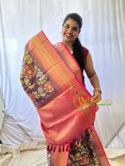 Purple Kalamkari Saree -Semi Soft Silk Saree -VS870