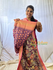 Purple Kalamkari Saree -Semi Soft Silk Saree -VS870