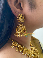 Gold Look Alike Lakshmi Pendant Short Neckpiece-G7241