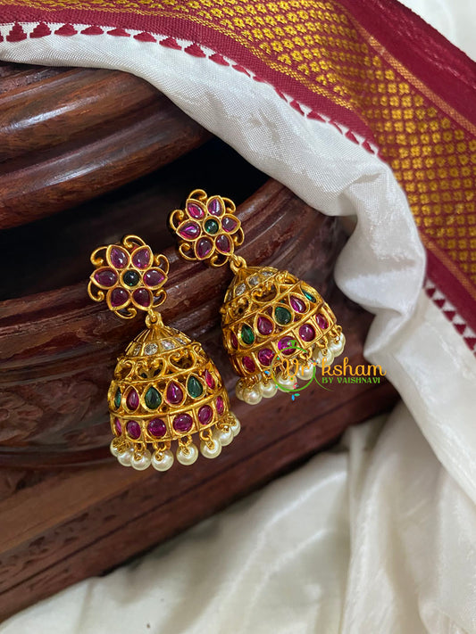 Premium Floral AD Stone Jhumkas-G5126