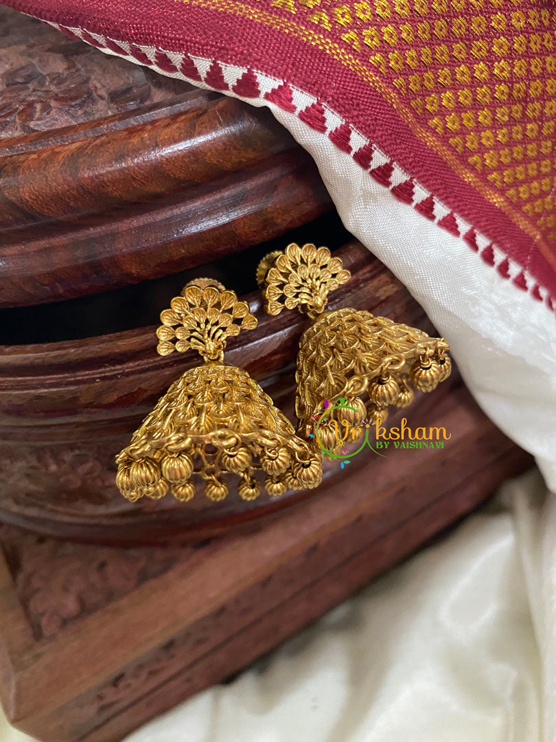 Plain No Stone Peacock Jhumkas-G5150