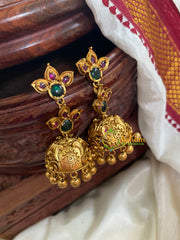 Floral 2 Tier Jhumkas-Red Green-G5133