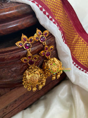 Floral 2 Tier Jhumkas-Red-G5132