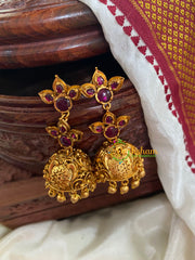 Floral 2 Tier Jhumkas-Red-G5132