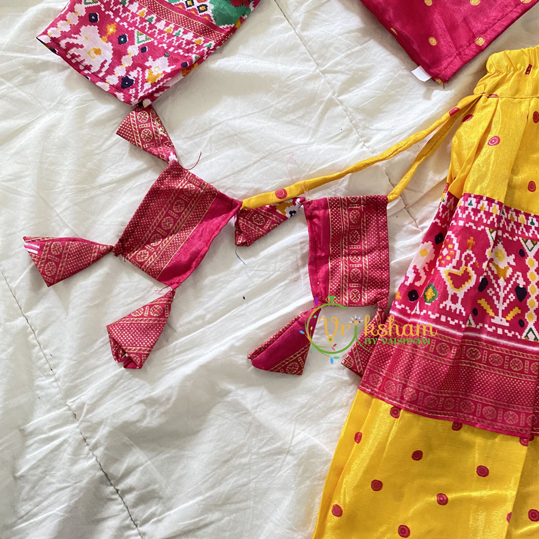 Yellow with PinkIndian Traditional Girls Lehenga Set -VS817
