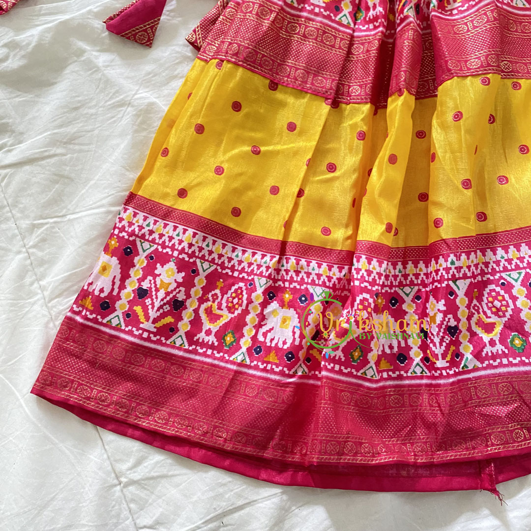 Yellow with PinkIndian Traditional Girls Lehenga Set -VS817