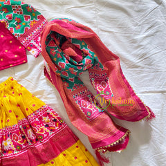 Yellow with PinkIndian Traditional Girls Lehenga Set -VS817