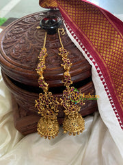 Traditional Peacock Jhumkas with Maatil-Red-G5136