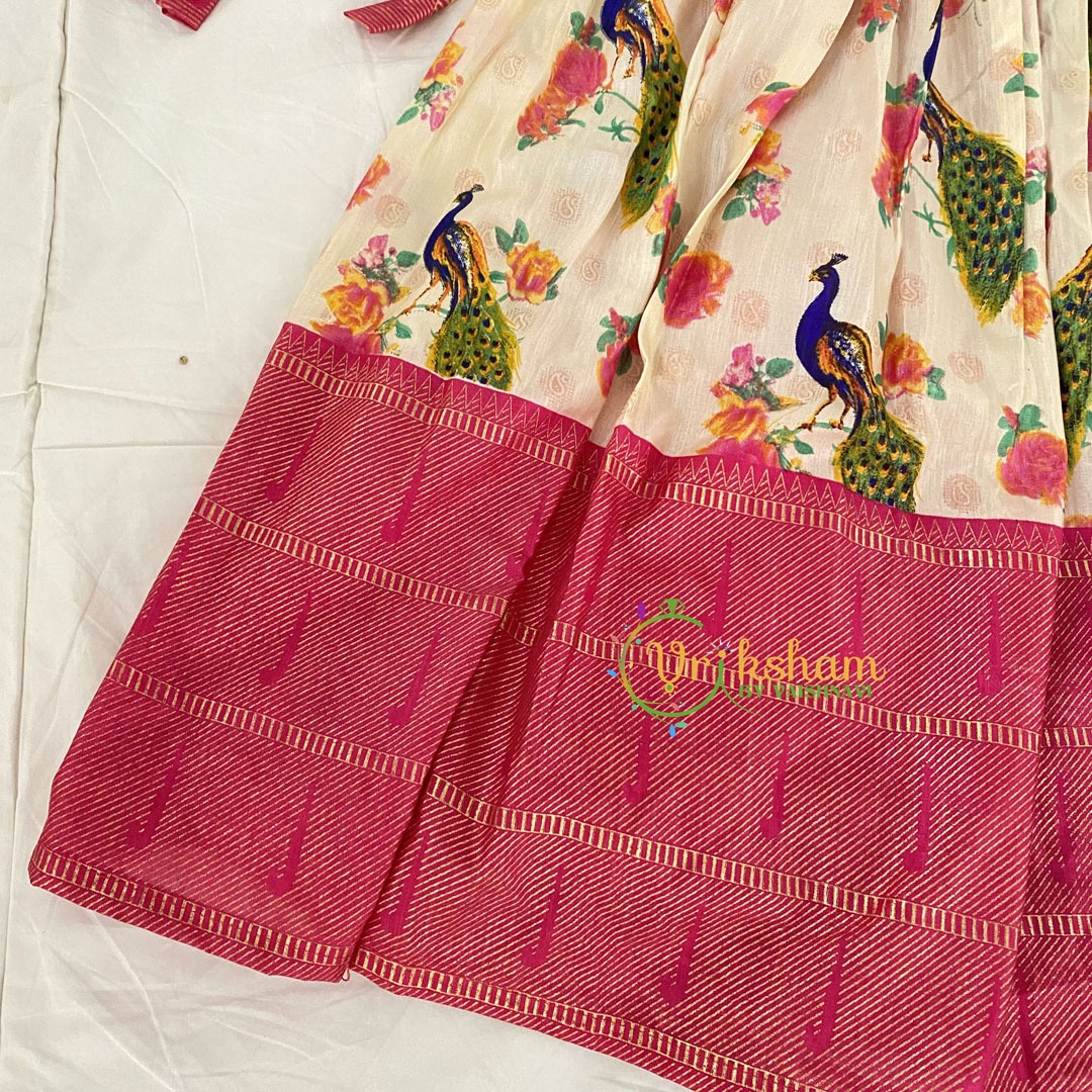 Pink White Floral Lehenga Set for Girls -VS812