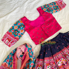 Pink with Blue Indian Traditional Girls Lehenga Set -VS811