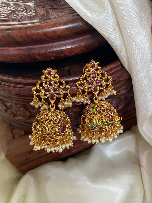 Premium Floral AD Stone Jhumkas-G5123