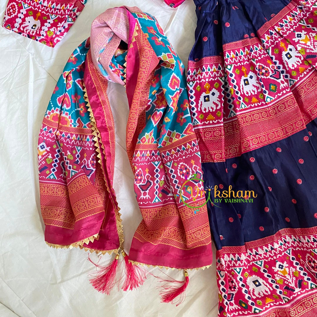Pink with Blue Indian Traditional Girls Lehenga Set -VS811