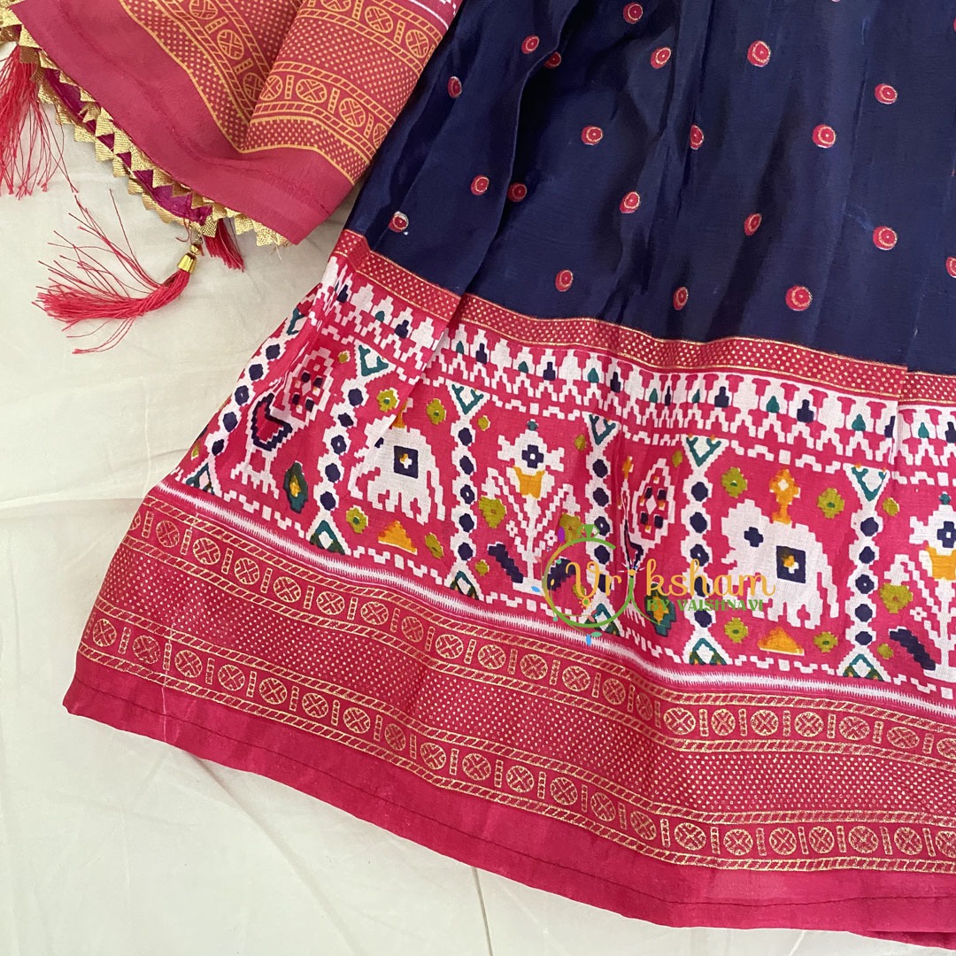 Pink with Blue Indian Traditional Girls Lehenga Set -VS811