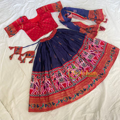 Red with Blue Indian Traditional Girls Lehenga Set -VS810