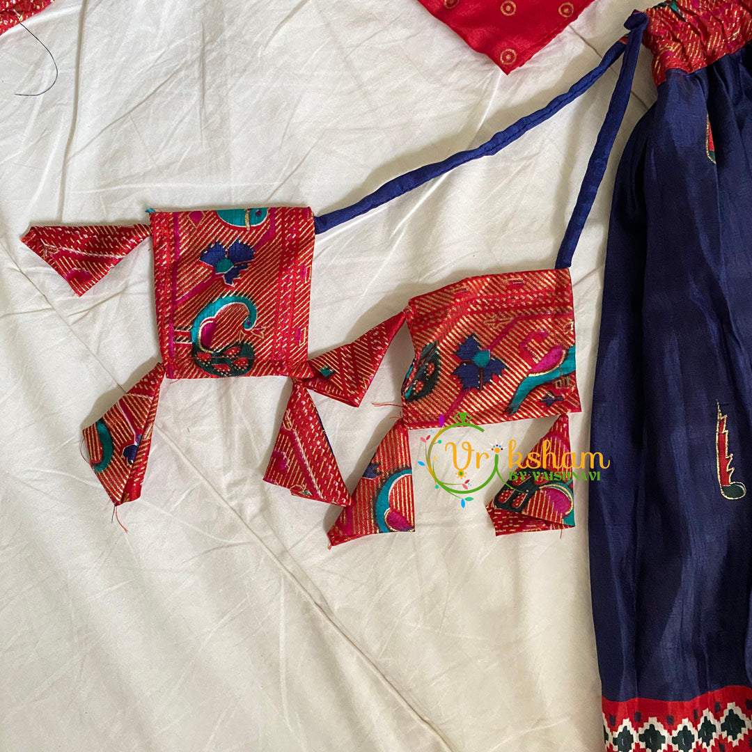 Red with Blue Indian Traditional Girls Lehenga Set -VS810