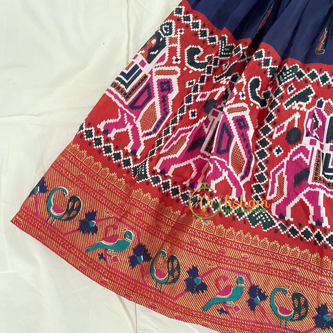 Red with Blue Indian Traditional Girls Lehenga Set -VS810