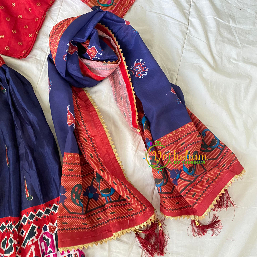 Red with Blue Indian Traditional Girls Lehenga Set -VS810