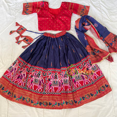 Red with Blue Indian Traditional Girls Lehenga Set -VS810