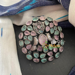 Oxidized German Silver Finger Ring-  Pastel Shades -S272