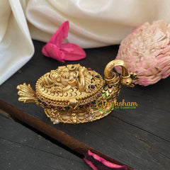 Gold Look Alike Lakshmi Kumkum Box- Swan-G3098