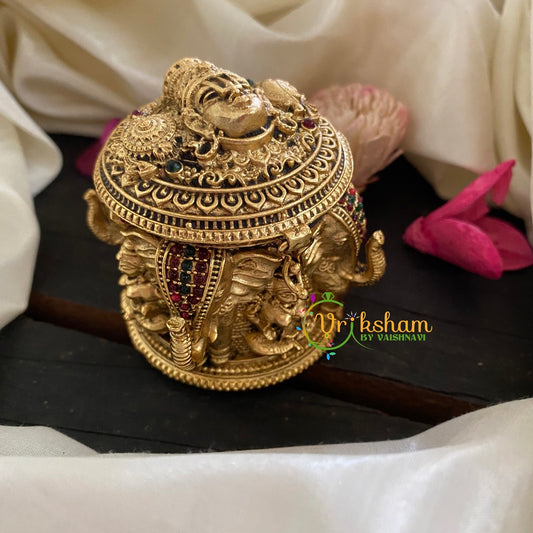 Gold Look Alike Shri Vishnu Kumkum Box-G3102