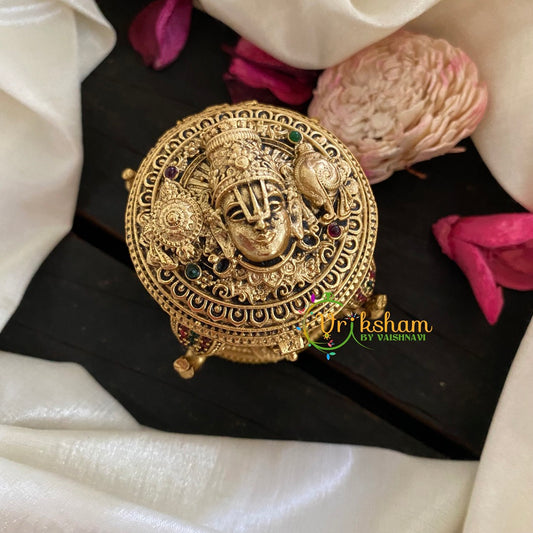 Gold Look Alike Shri Vishnu Kumkum Box-G3102