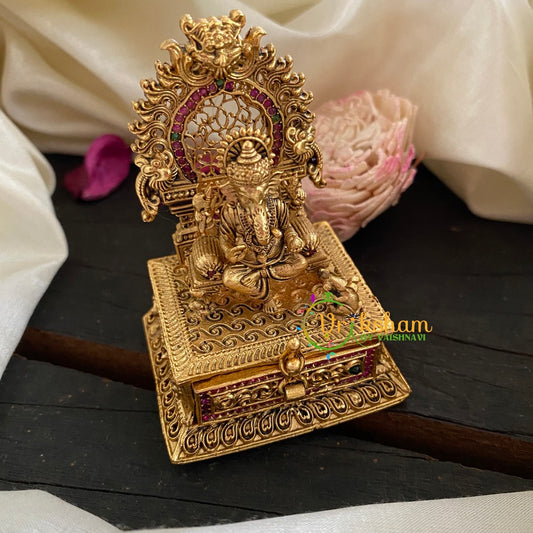 Gold Ganesh Kumkum Box-Temple Kumkum Box-G3101