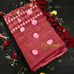 Red Patola Semi Soft Silk Saree-VS110