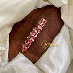 Kundan Hair Clip -Pink Red White -Dice -H470