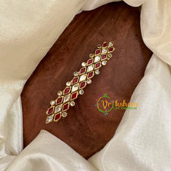 Kundan Hair Clip -Maroon White -Dice -H473