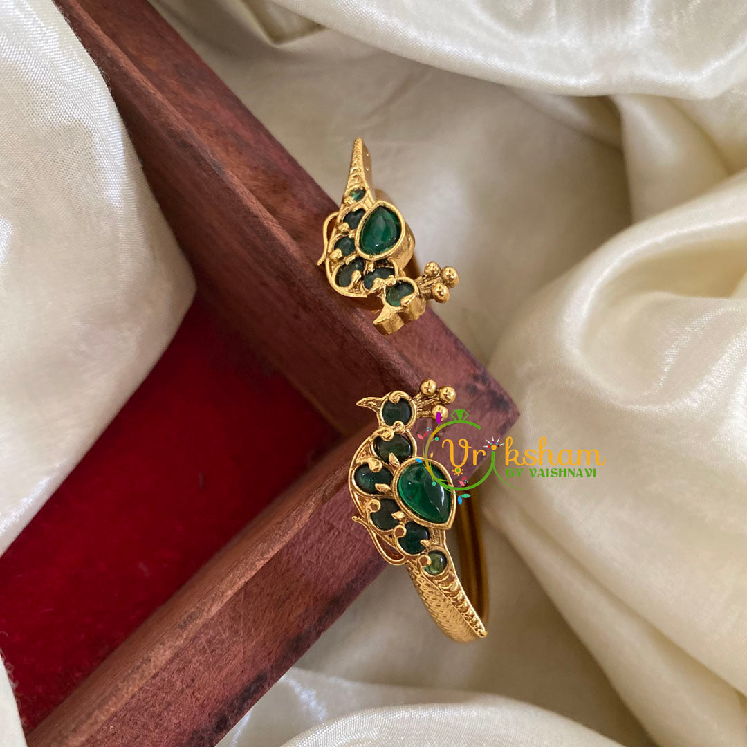 Gold Look Alike Kada Bracelet Green-Parrot -G064