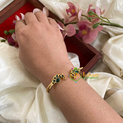 Gold Look Alike Kada Bracelet Green-Parrot -G064