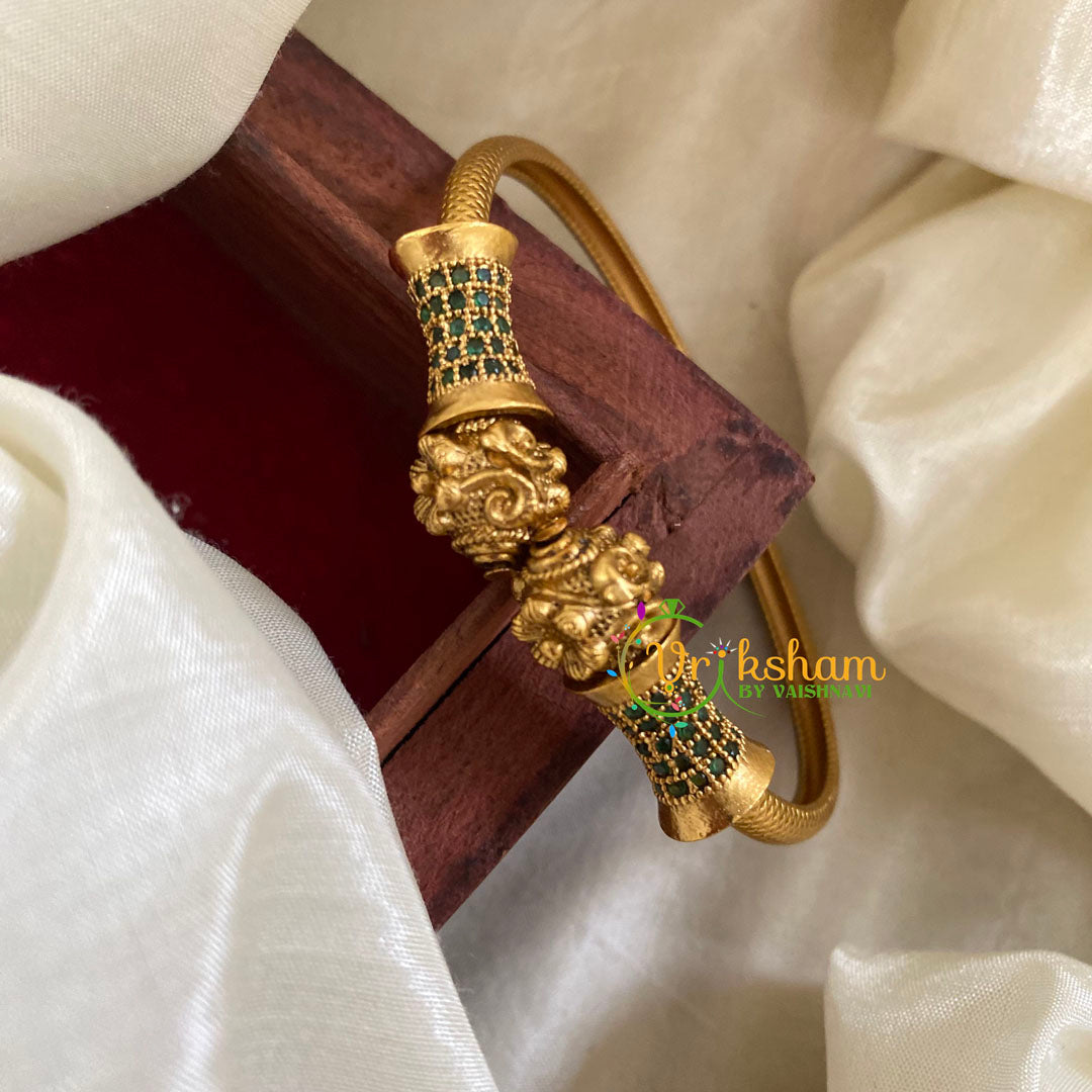 Gold Look Alike Kada Bracelet -Green Flowerdrum -G063