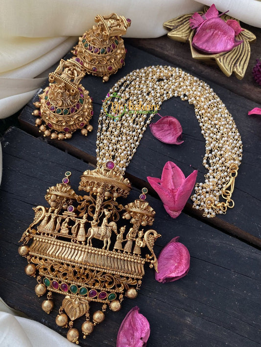 Bridal Palanquin Pendant Pearl Malai Neckpiece-G2469